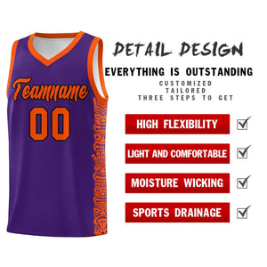 Custom Purple Orange Personalized Indians Pattern Sets Sports Uniform Basketball Jersey