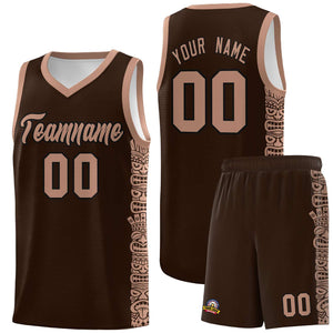 Custom Brown Teabrown Personalized Indians Pattern Sets Sports Uniform Basketball Jersey