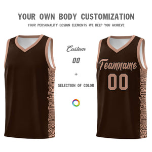 Custom Brown Teabrown Personalized Indians Pattern Sets Sports Uniform Basketball Jersey