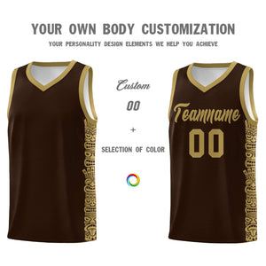 Custom Brown Desert Yellow Personalized Indians Pattern Sets Sports Uniform Basketball Jersey