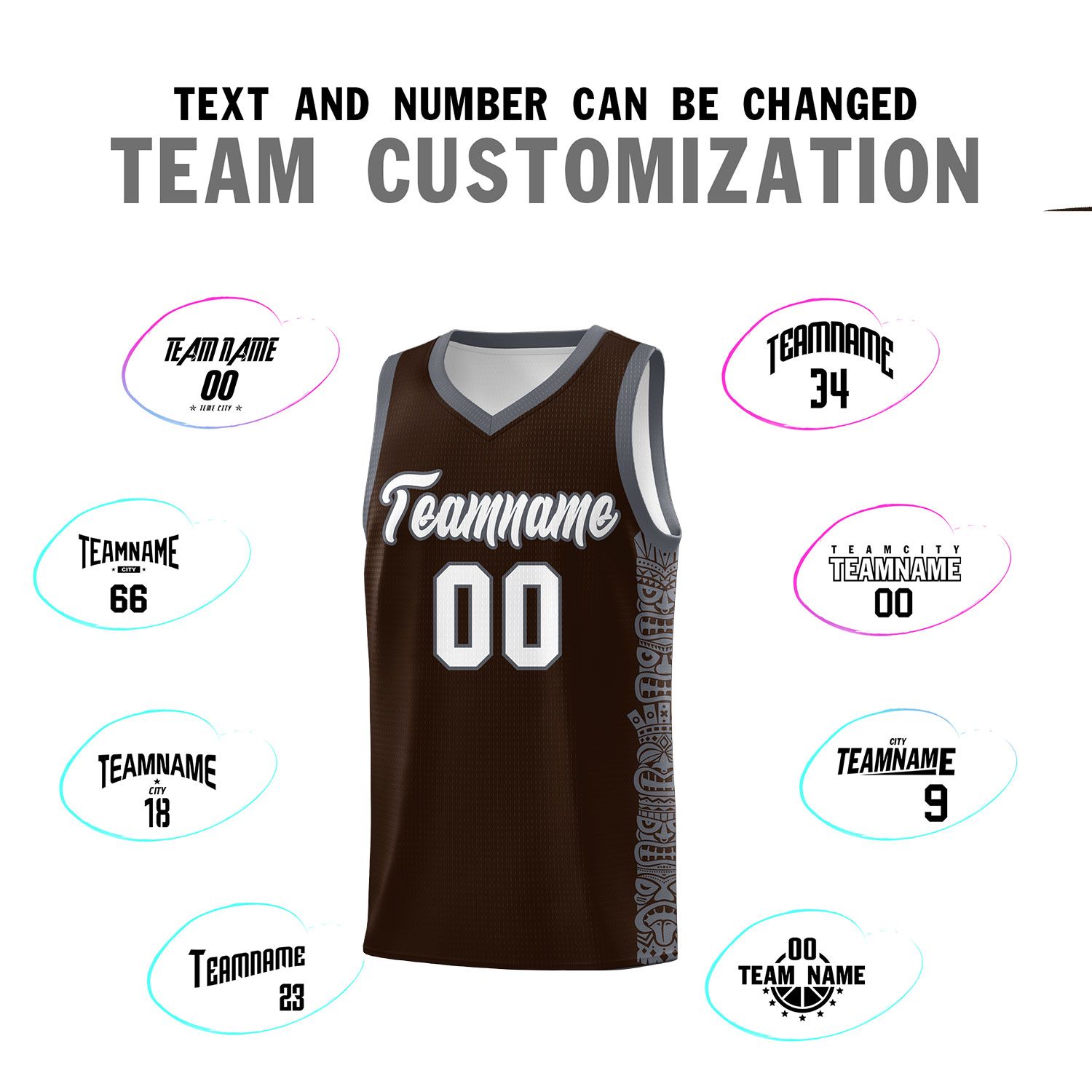 Custom Brown Dark Gray Personalized Indians Pattern Sets Sports Uniform Basketball Jersey