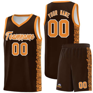 Custom Brown Orange Personalized Indians Pattern Sets Sports Uniform Basketball Jersey