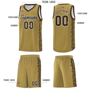 Custom Desert Yellow Brown Personalized Indians Pattern Sets Sports Uniform Basketball Jersey