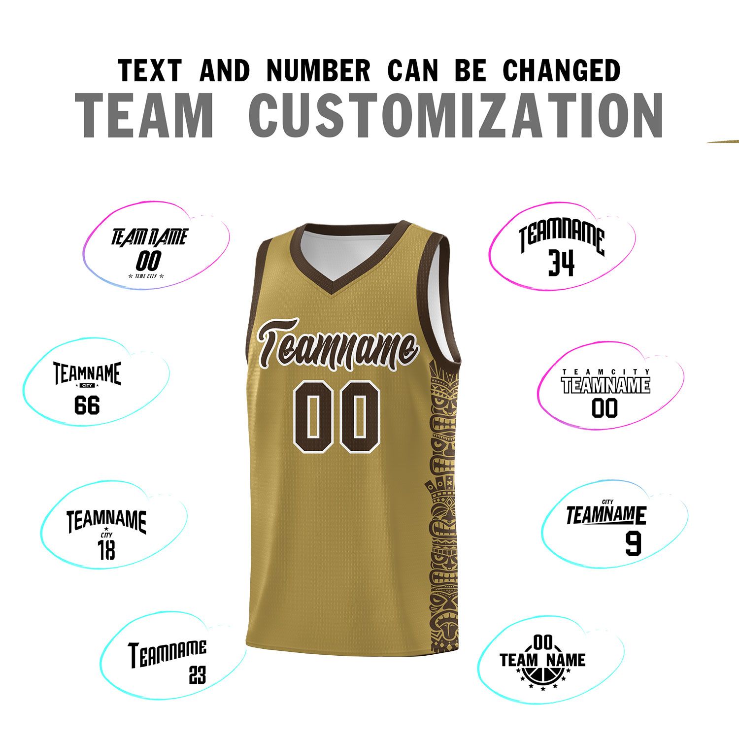 Custom Desert Yellow Brown Personalized Indians Pattern Sets Sports Uniform Basketball Jersey