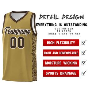 Custom Desert Yellow Brown Personalized Indians Pattern Sets Sports Uniform Basketball Jersey