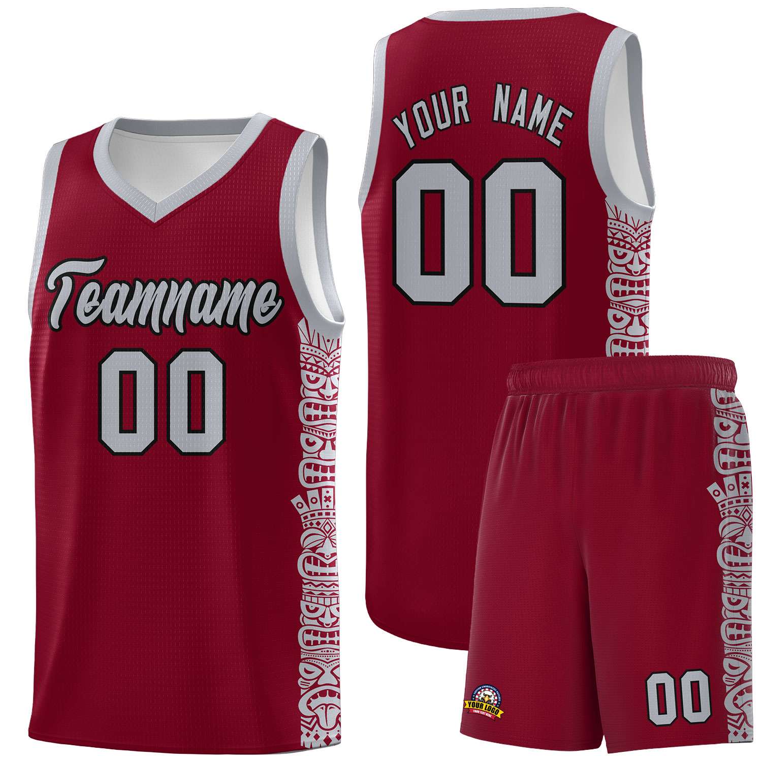 Custom Crimson Gray Personalized Indians Pattern Sets Sports Uniform Basketball Jersey