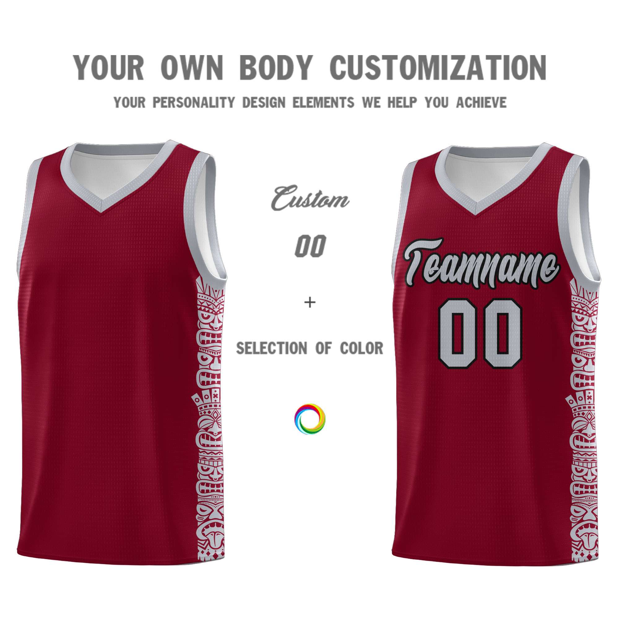 Custom Crimson Gray Personalized Indians Pattern Sets Sports Uniform Basketball Jersey