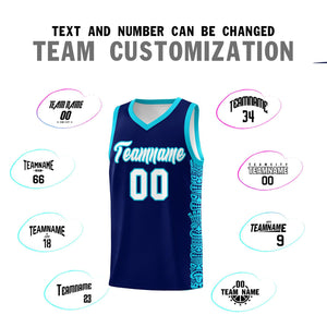 Custom Navy Sky Blue Personalized Indians Pattern Sets Sports Uniform Basketball Jersey