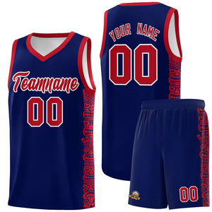 Custom Navy Red Personalized Indians Pattern Sets Sports Uniform Basketball Jersey