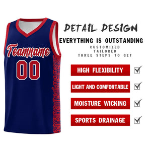 Custom Navy Red Personalized Indians Pattern Sets Sports Uniform Basketball Jersey