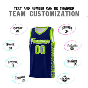 Custom Navy Neon Green Personalized Indians Pattern Sets Sports Uniform Basketball Jersey