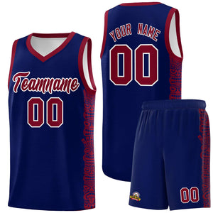 Custom Navy Crimson Personalized Indians Pattern Sets Sports Uniform Basketball Jersey