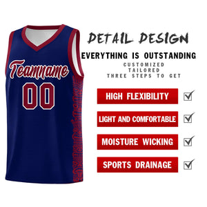 Custom Navy Crimson Personalized Indians Pattern Sets Sports Uniform Basketball Jersey