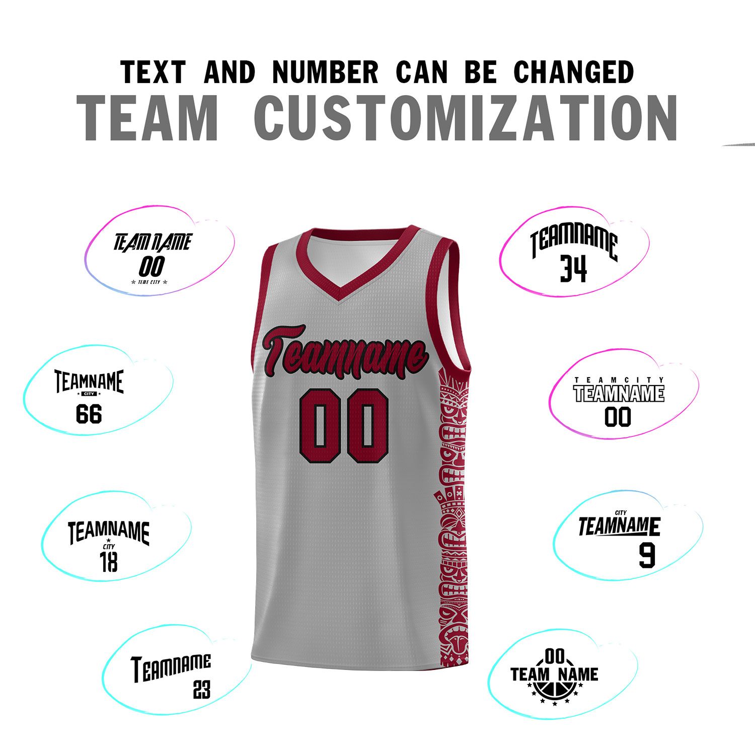 Custom Gray Crimson Personalized Indians Pattern Sets Sports Uniform Basketball Jersey