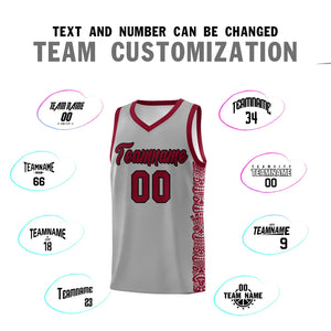 Custom Gray Crimson Personalized Indians Pattern Sets Sports Uniform Basketball Jersey