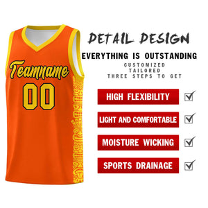 Custom Orange Gold Personalized Indians Pattern Sets Sports Uniform Basketball Jersey