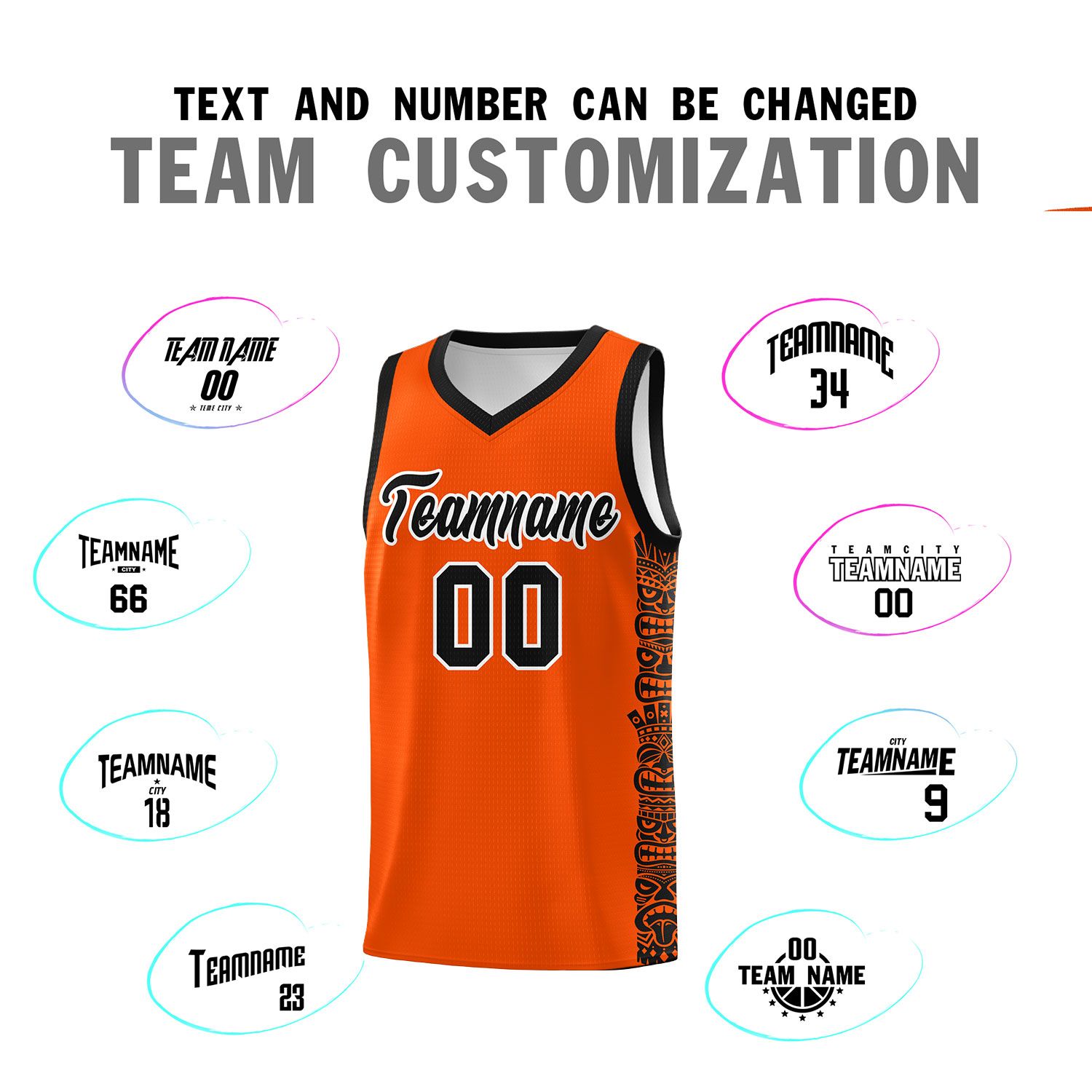 Custom Orange Black Personalized Indians Pattern Sets Sports Uniform Basketball Jersey