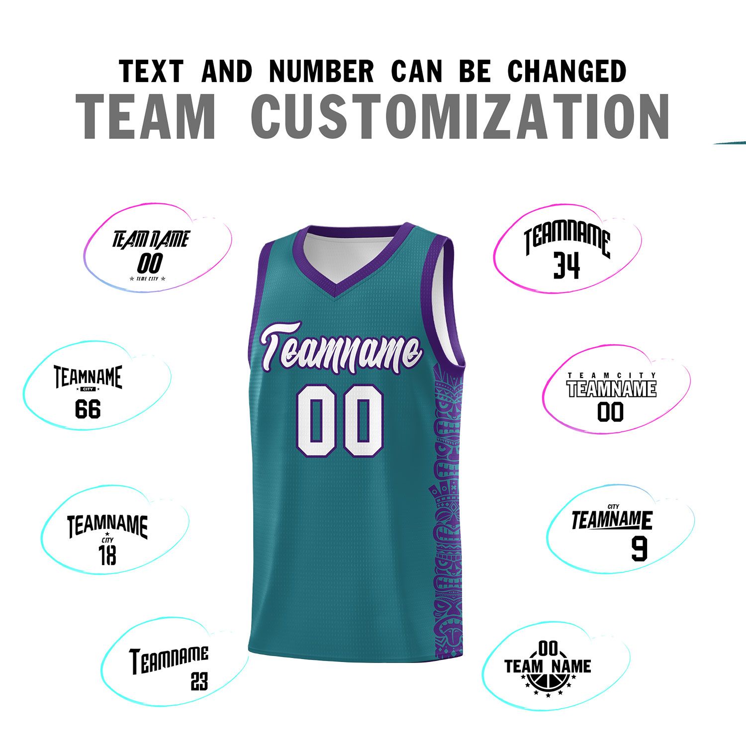 Custom Aqua Purple Personalized Indians Pattern Sets Sports Uniform Basketball Jersey