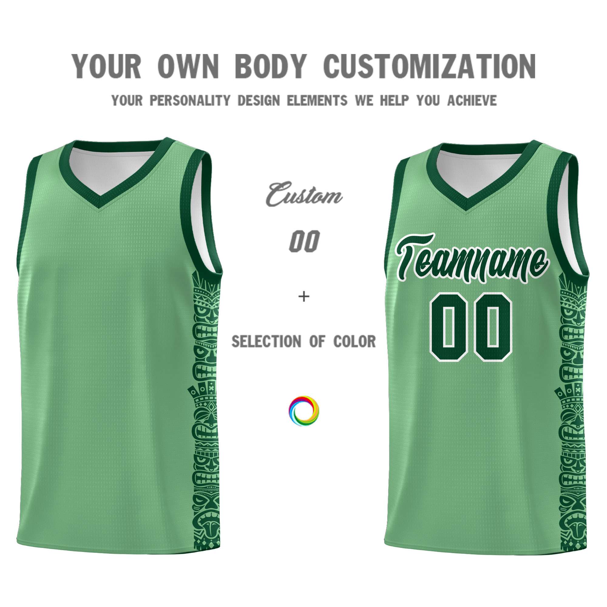 Custom Green Green Personalized Indians Pattern Sets Sports Uniform Basketball Jersey