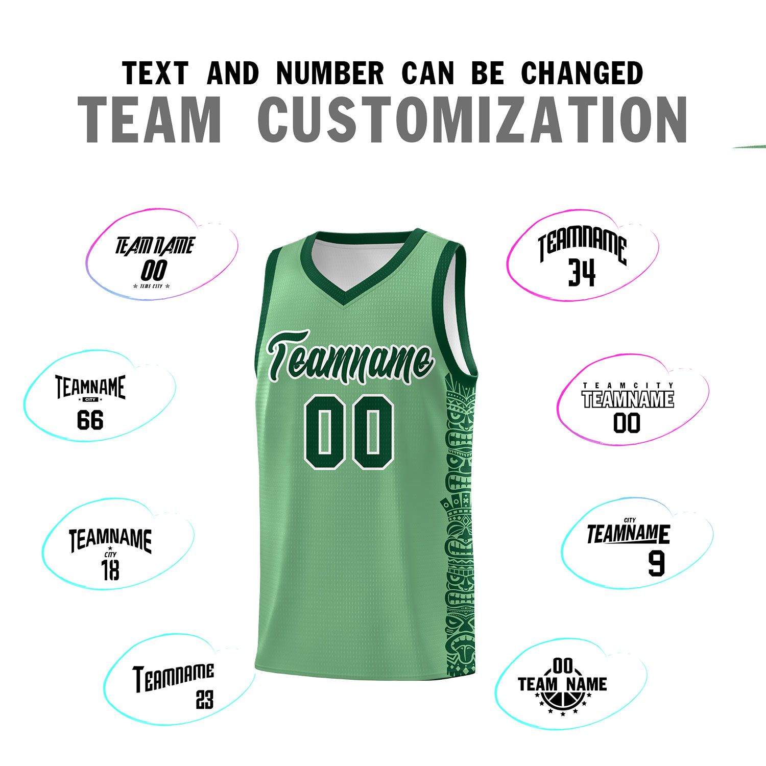 Custom Green Green Personalized Indians Pattern Sets Sports Uniform Basketball Jersey