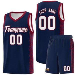 Custom Navy Crimson Personalized Indians Pattern Sets Sports Uniform Basketball Jersey