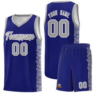 Custom Royal Gray Personalized Indians Pattern Sets Sports Uniform Basketball Jersey