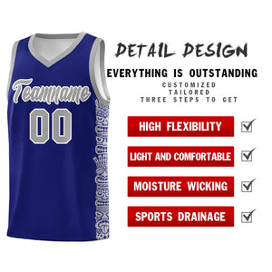 Custom Royal Gray Personalized Indians Pattern Sets Sports Uniform Basketball Jersey