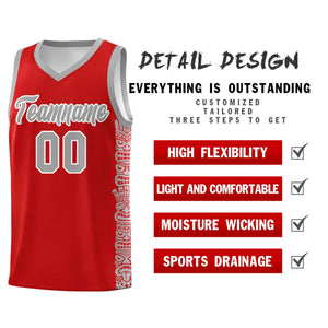 Custom Red Gray Personalized Indians Pattern Sets Sports Uniform Basketball Jersey