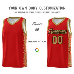 Custom Red Desert Yellow Personalized Indians Pattern Sets Sports Uniform Basketball Jersey