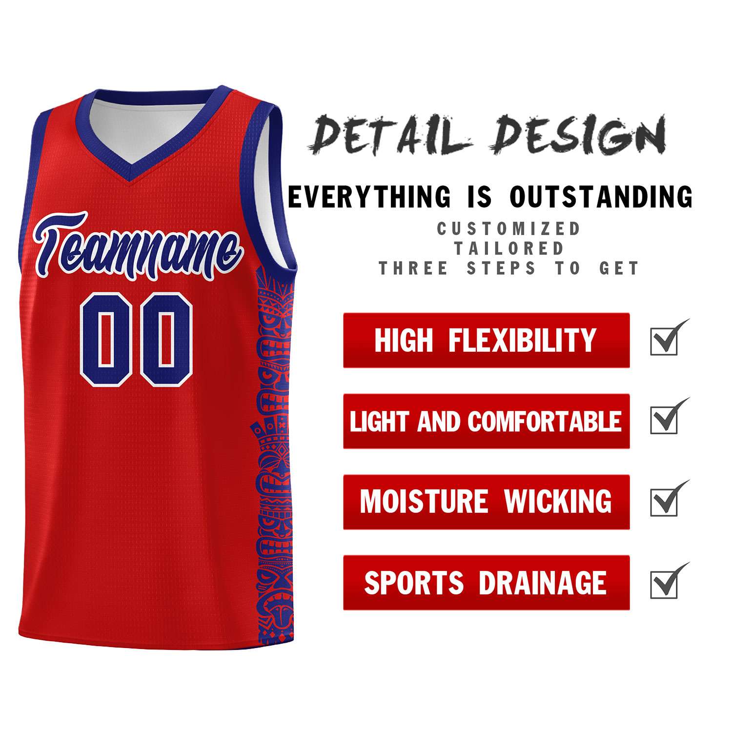 Custom Red Purple Personalized Indians Pattern Sets Sports Uniform Basketball Jersey