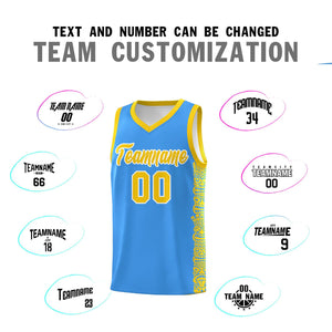 Custom Powder Blue Gold Personalized Indians Pattern Sets Sports Uniform Basketball Jersey