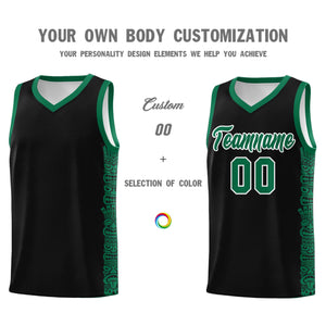 Custom Black Kelly Green Personalized Indians Pattern Sets Sports Uniform Basketball Jersey