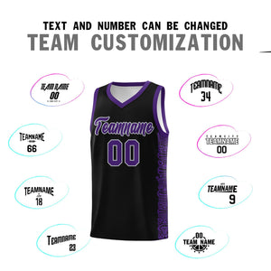 Custom Black Purple Personalized Indians Pattern Sets Sports Uniform Basketball Jersey