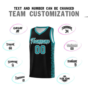 Custom Black Aqua Personalized Indians Pattern Sets Sports Uniform Basketball Jersey