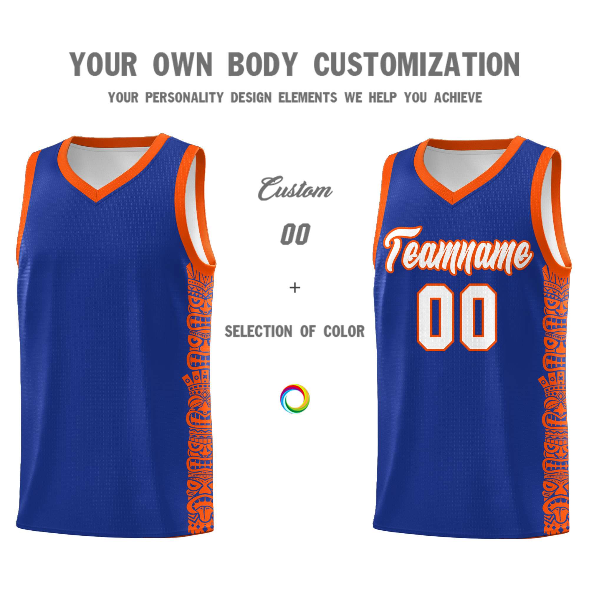 Custom Royal Orange Personalized Indians Pattern Sets Sports Uniform Basketball Jersey