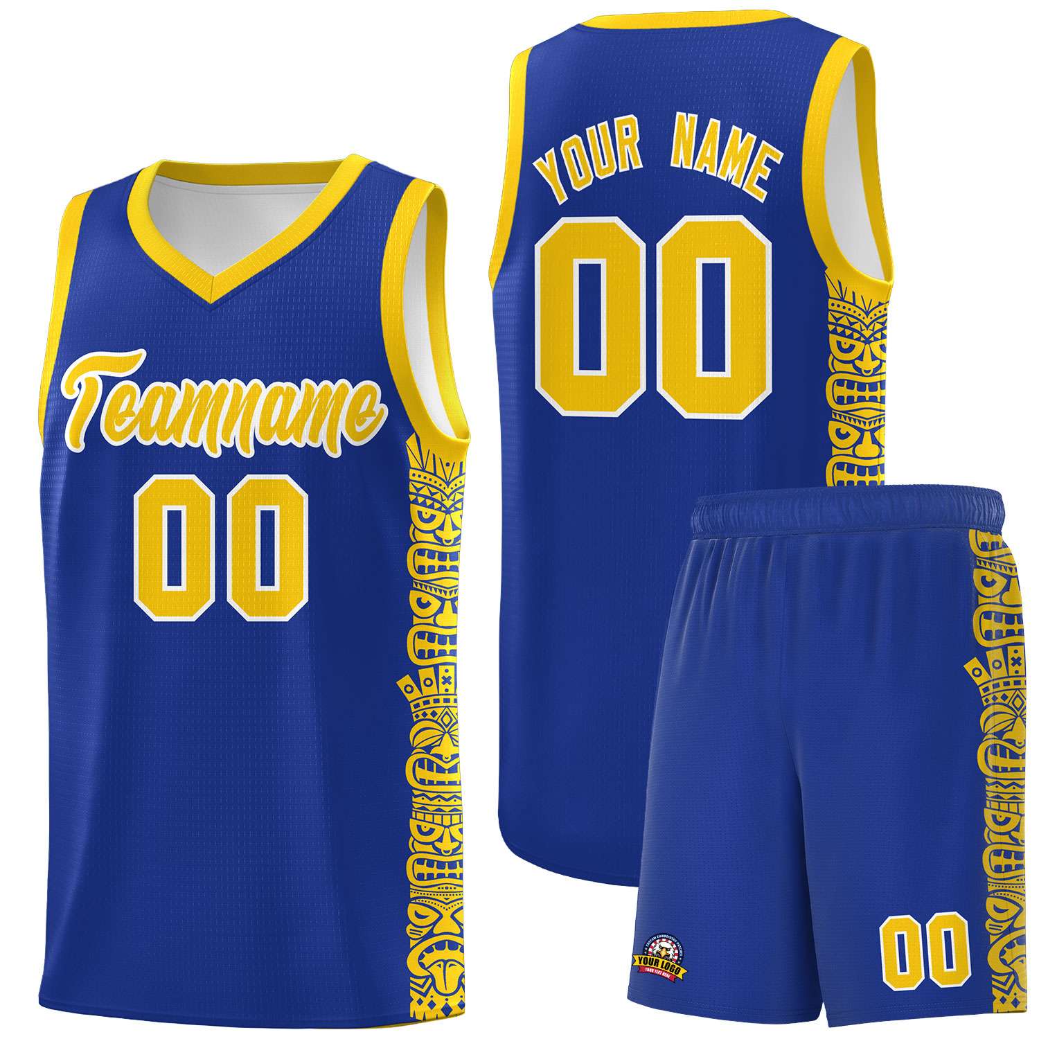 Custom Royal Gold Personalized Indians Pattern Sets Sports Uniform Basketball Jersey