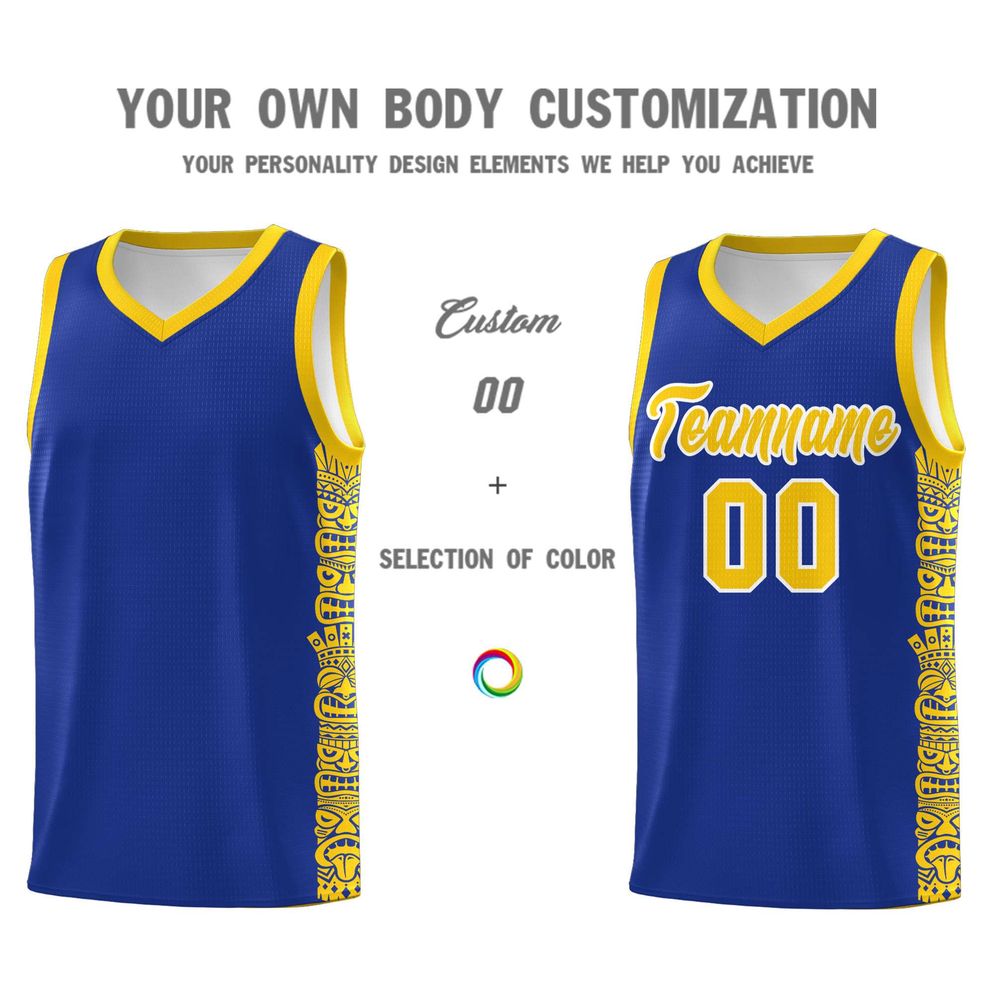 Custom Royal Gold Personalized Indians Pattern Sets Sports Uniform Basketball Jersey