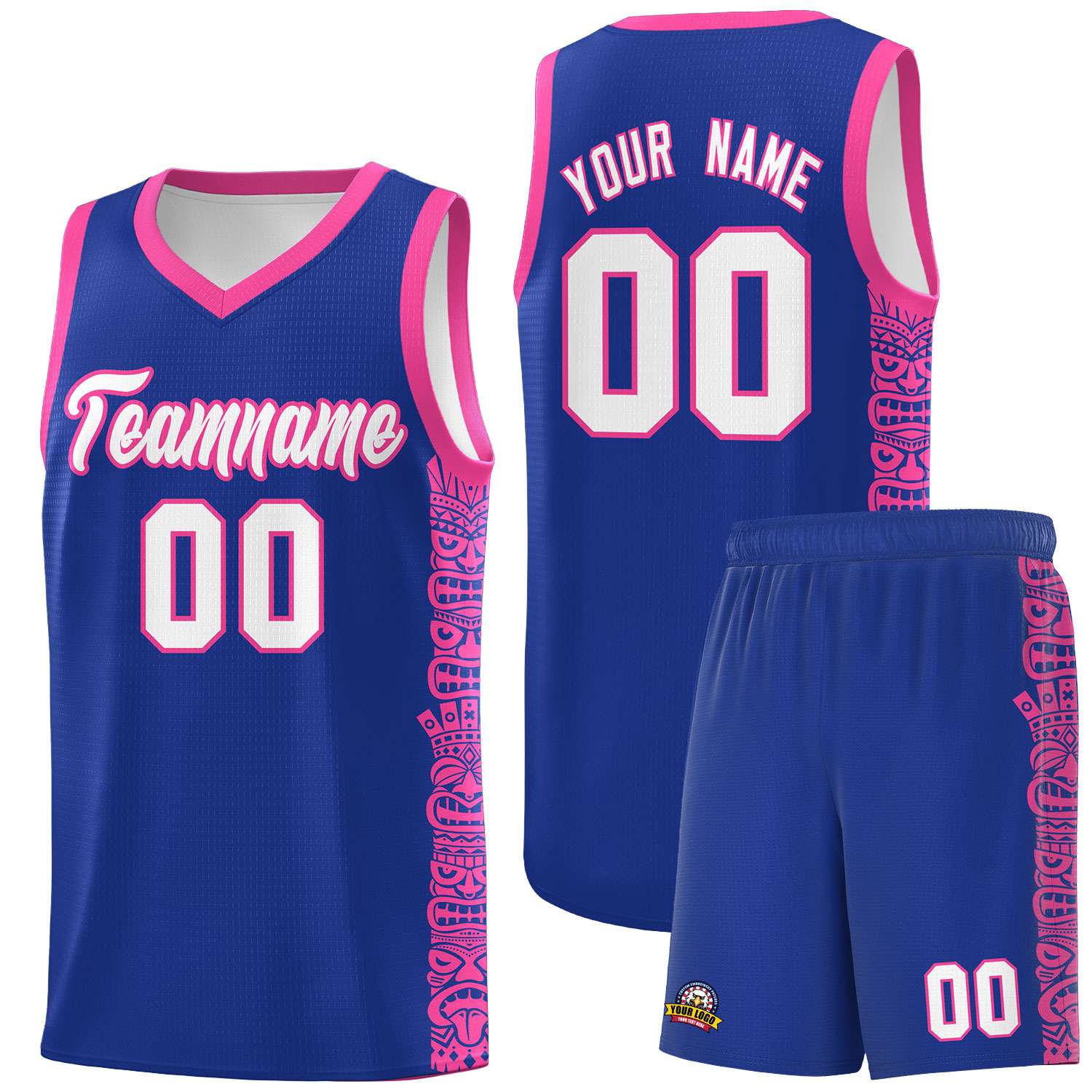 Custom Royal Pink Personalized Indians Pattern Sets Sports Uniform Basketball Jersey