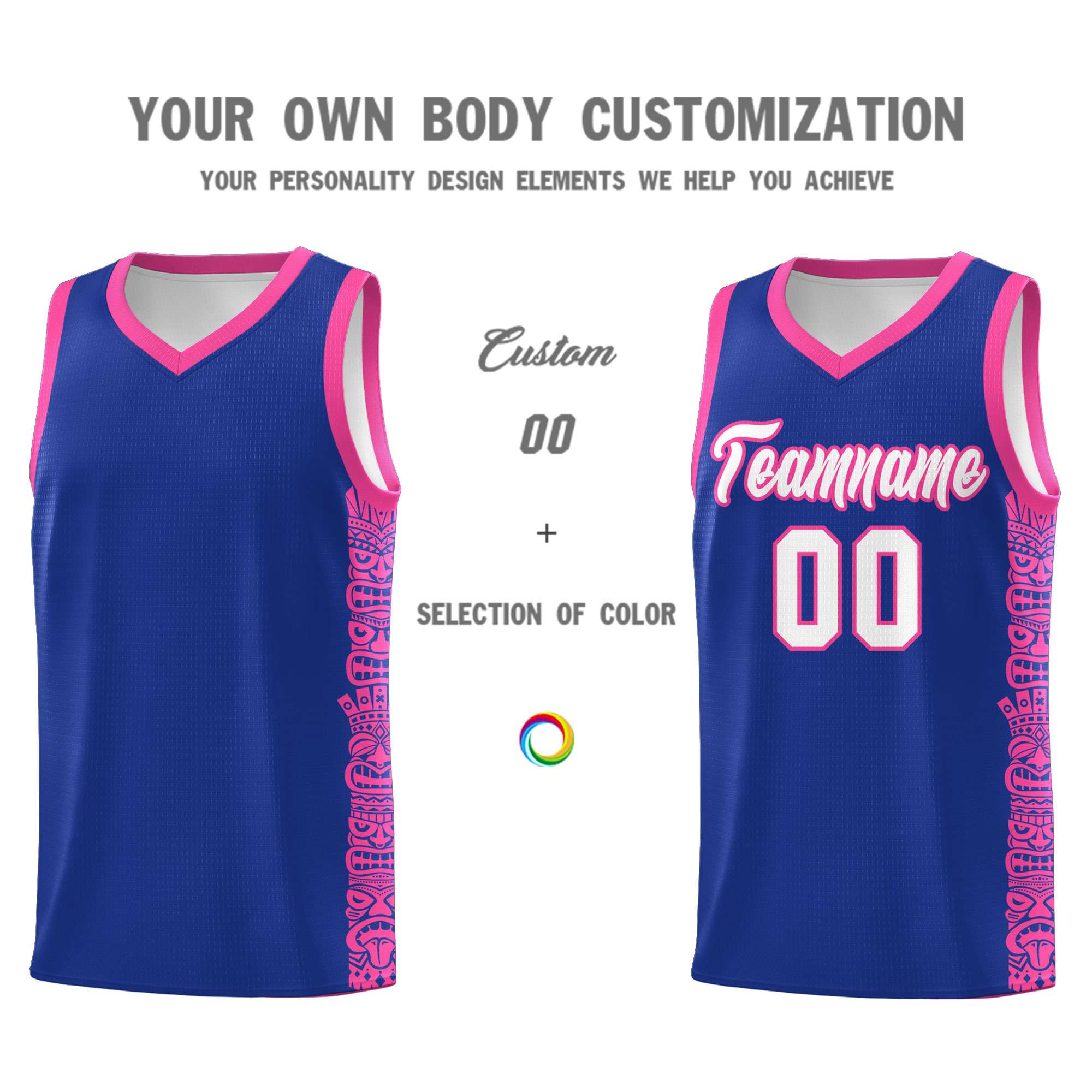 Custom Royal Pink Personalized Indians Pattern Sets Sports Uniform Basketball Jersey