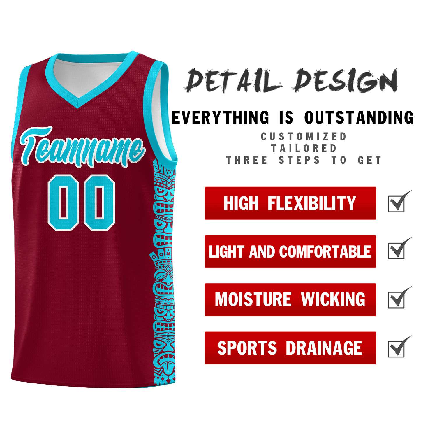 Custom Crimson Sky Blue Personalized Indians Pattern Sets Sports Uniform Basketball Jersey