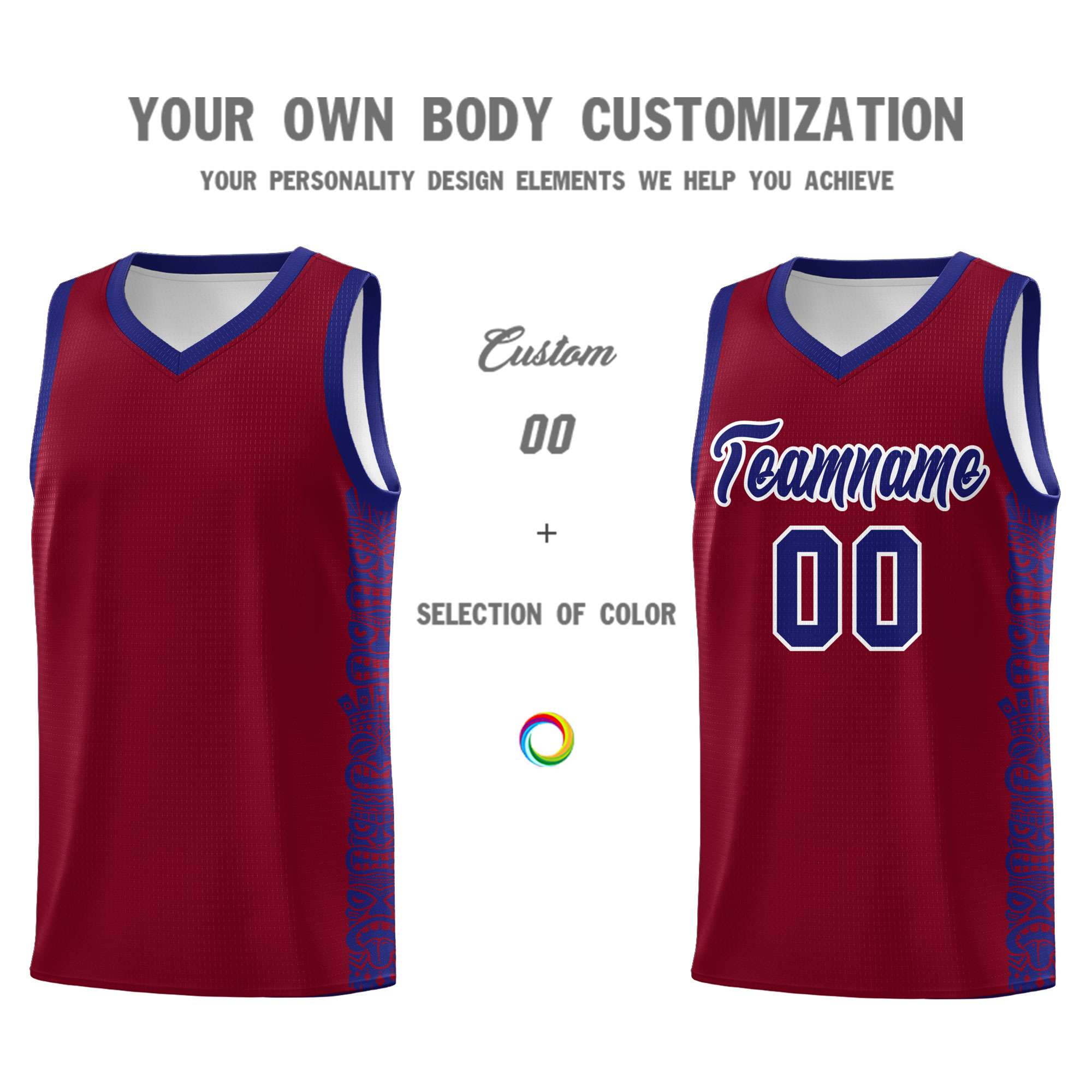 Custom Crimson Royal Personalized Indians Pattern Sets Sports Uniform Basketball Jersey