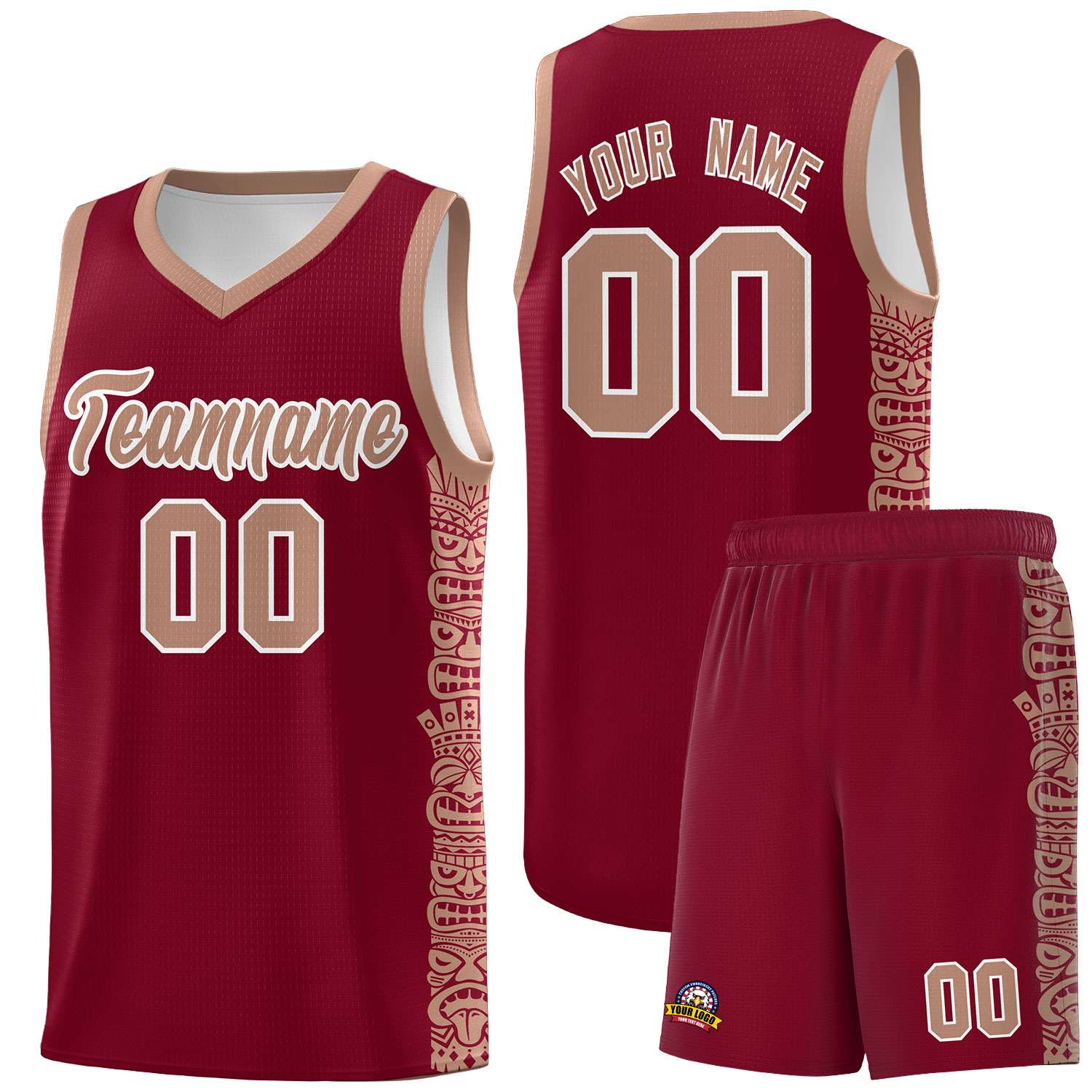 Custom Crimson Teabrown Personalized Indians Pattern Sets Sports Uniform Basketball Jersey