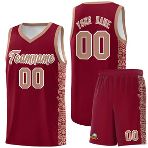 Custom Crimson Teabrown Personalized Indians Pattern Sets Sports Uniform Basketball Jersey