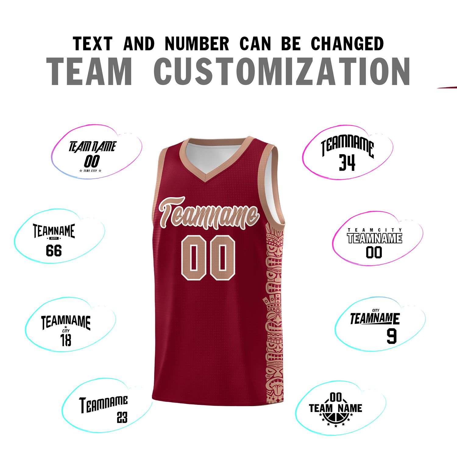 Custom Crimson Teabrown Personalized Indians Pattern Sets Sports Uniform Basketball Jersey