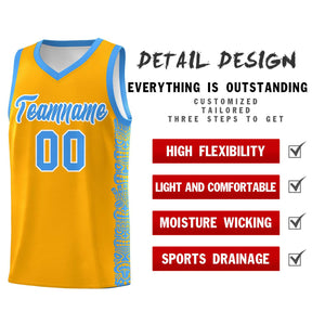 Custom Yellow Powder Blue Personalized Indians Pattern Sets Sports Uniform Basketball Jersey