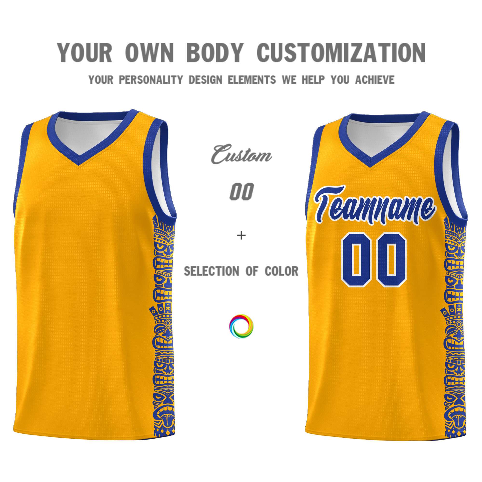 Custom Yellow Royal Personalized Indians Pattern Sets Sports Uniform Basketball Jersey