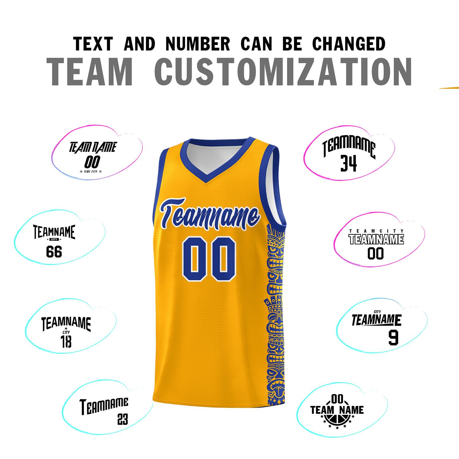 Custom Yellow Royal Personalized Indians Pattern Sets Sports Uniform Basketball Jersey