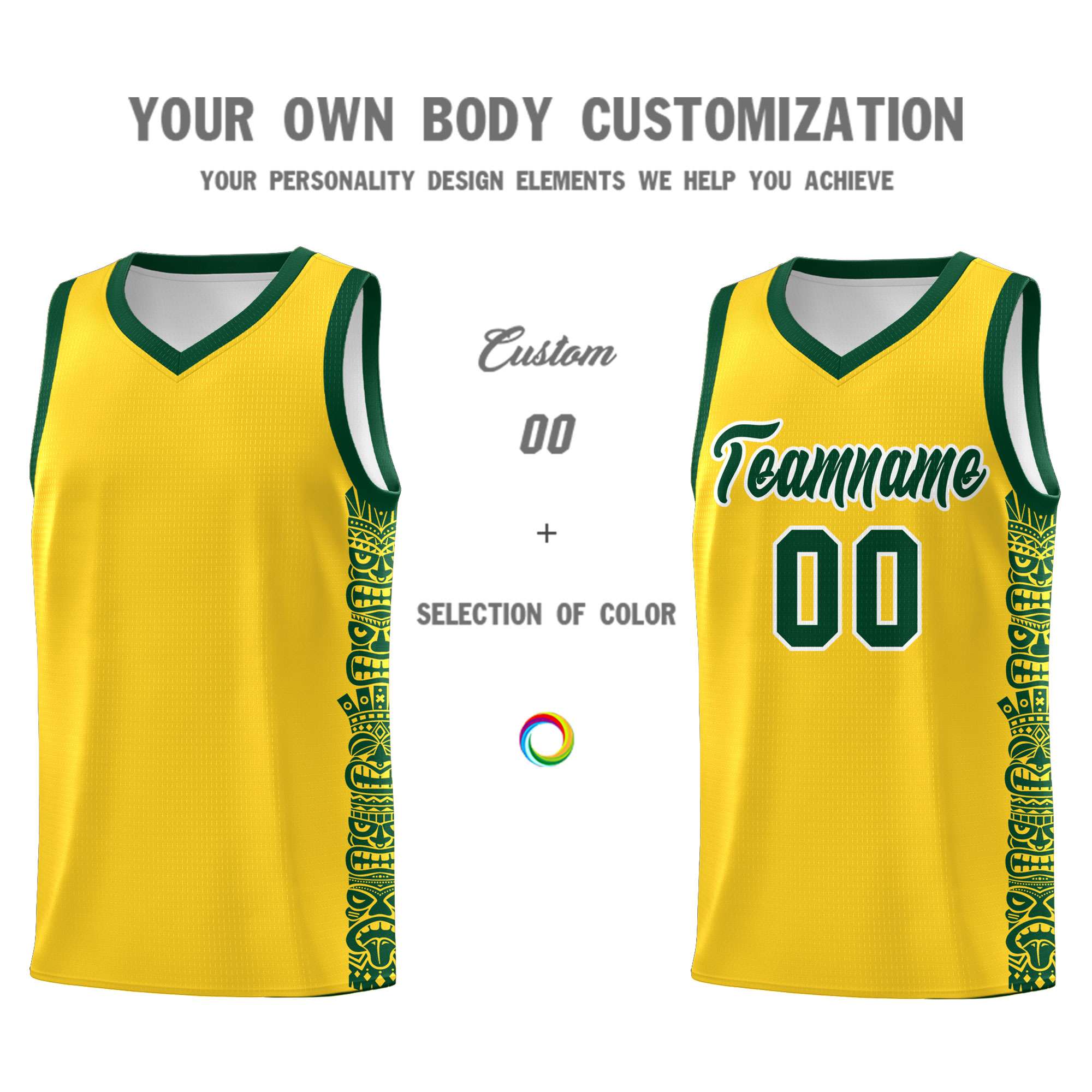 Custom Gold Gold Personalized Indians Pattern Sets Sports Uniform Basketball Jersey