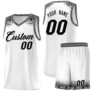 Custom White Black Personalized Indians Print Sets Sports Uniform Basketball Jersey