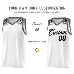 Custom White Black Personalized Indians Print Sets Sports Uniform Basketball Jersey